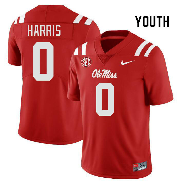 Youth #0 Joshua Harris Ole Miss Rebels College Football Jerseys Stitched Sale-Red